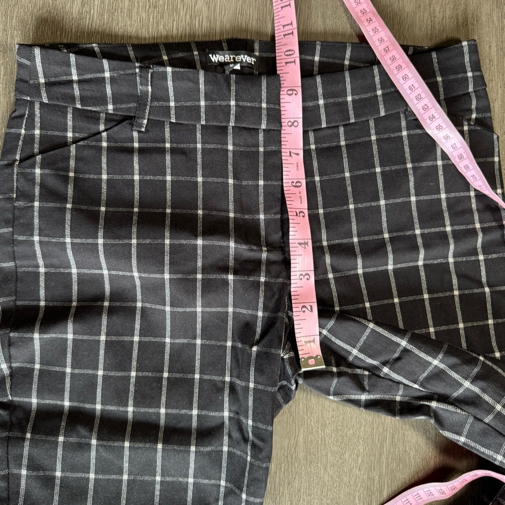 Black And White Gingham Skinny Pants Cuffs M - Picture 8 of 9
